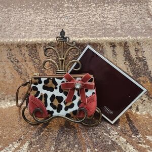 Coach Leopard Print Clutch with Red Accents